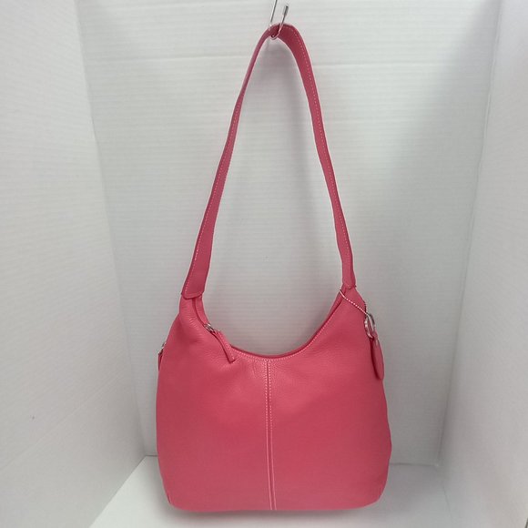 Tig and Co Pink Genuine Leather Shoulder Bag - Super Cute - Picture 1 of 11
